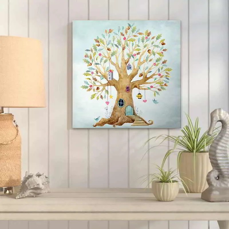 Πίνακας σε καμβά &quot;Magic Treehouse&quot; Megapap ψηφιακής εκτύπωσης 40x40x3εκ.