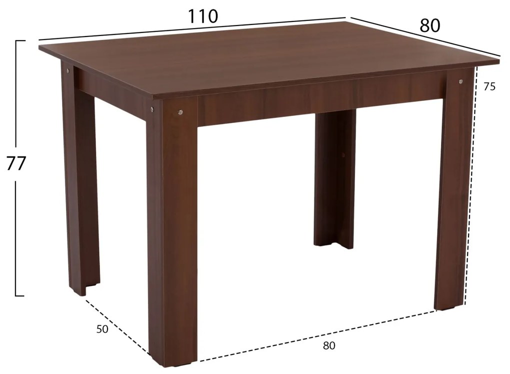 Τραπέζι Κουζίνας 110x80x77Υεκ. Καρυδί