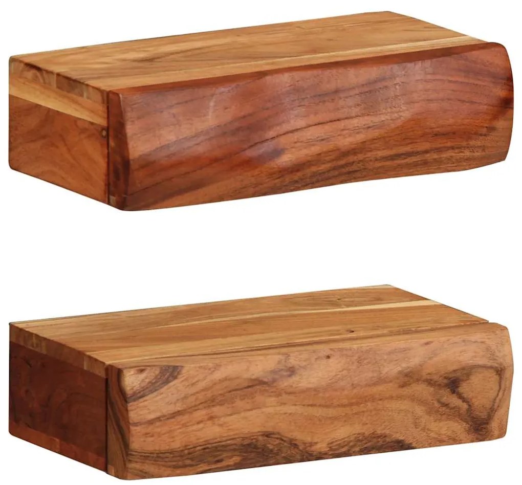 vidaXL Ράφια Τοίχου 2 τεμ. 30x17x8 εκ. από Μασίφ Ξύλο Ακακίας
