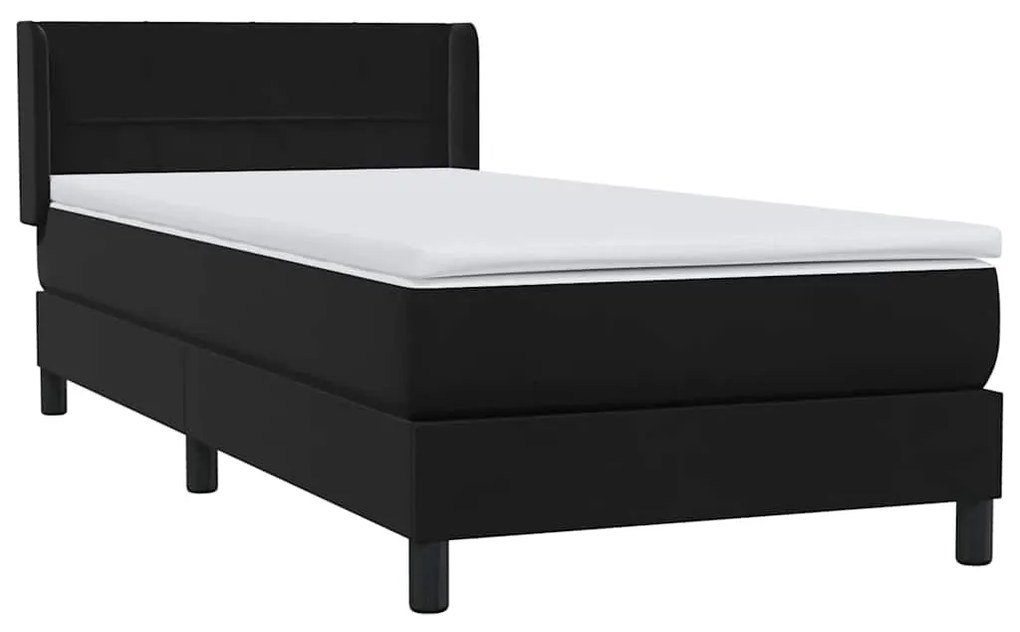 vidaXL Κρεβάτι Boxspring με Στρώμα Μαύρο 90x220 εκ. Βελούδινο