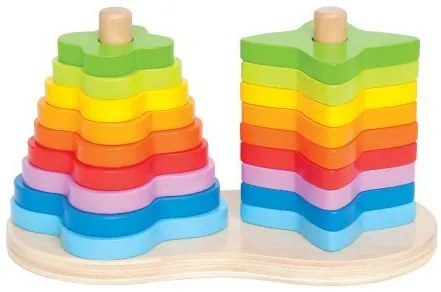 Hape Double Rainbow Stacker Στοίβαξε τα Πολύχρωμα Σχήματα 19 Τεμ E0406A