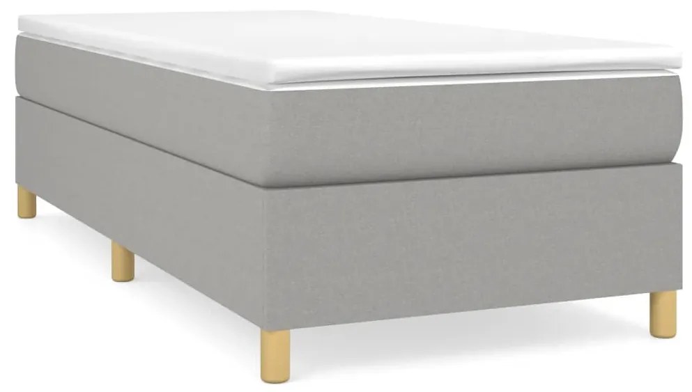 vidaXL Κρεβάτι Boxspring με Στρώμα Ανοιχτό Γκρι 90x190 εκ. Υφασμάτινο