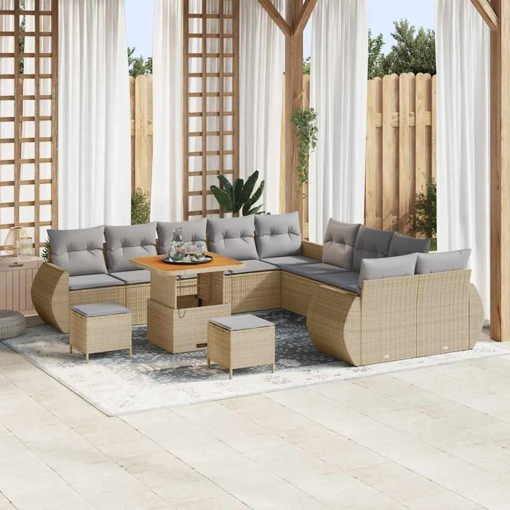 vidaXL Σετ Καναπέ Κήπου 13 pcs μπεζ και ανοιχτό γκρι 80 x 80 x 71 cm