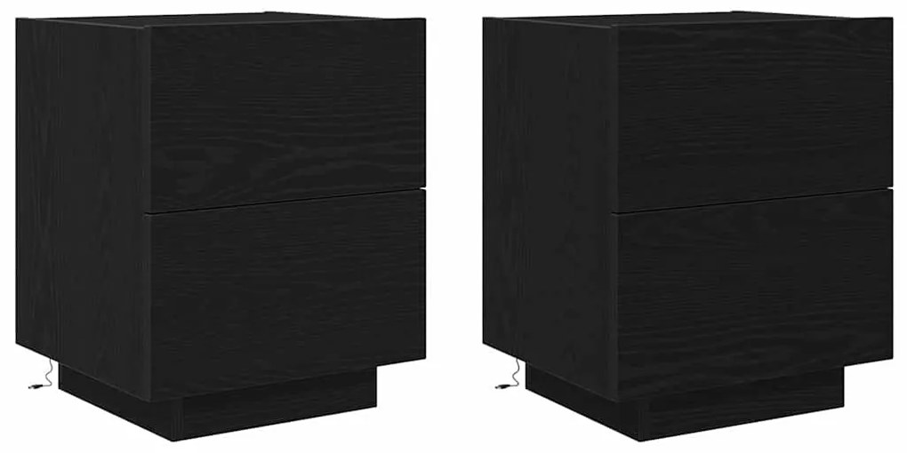 vidaXL Κομοδίνο 2 pcs Μαύρη δρυς 45 x 40 x 55 εκ Επεξεργασμένο ξύλο