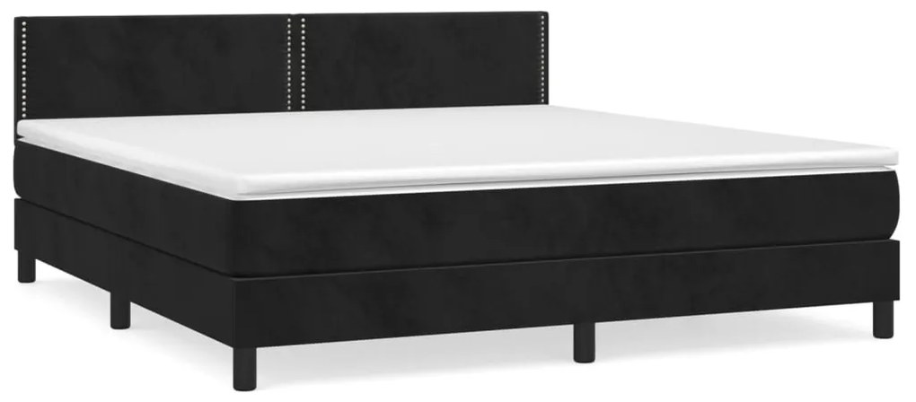 vidaXL Κρεβάτι Boxspring με Στρώμα Μαύρο 180x200 εκ. Βελούδινο