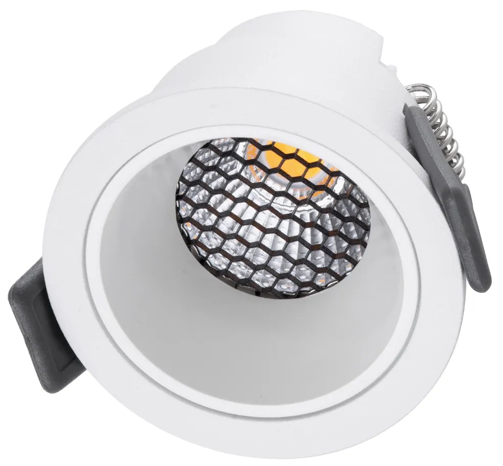 GloboStar® PLUTO-S 60248 Χωνευτό LED Spot Downlight TrimLess Φ6.4cm 7W 910lm 38° AC 220-240V IP20 Φ6.4 x Υ4.9cm - Στρόγγυλο - Λευκό &amp; Anti-Glare HoneyComb - Φυσικό Λευκό 4500K - Bridgelux COB - 5 Years Warranty