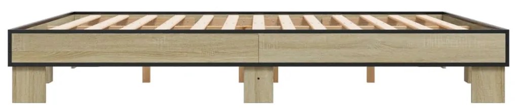 vidaXL Πλαίσιο Κρεβατιού Sonoma Δρυς 160x200 εκ. Επεξ. Ξύλο &amp; Μέταλλο