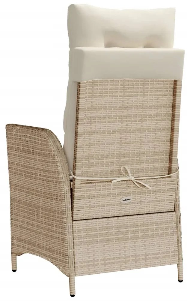 vidaXL Πολυθρόνες Κήπου Ανακλ/νες 2 τεμ. Μπεζ Συνθ. Ρατάν + Μαξιλάρια