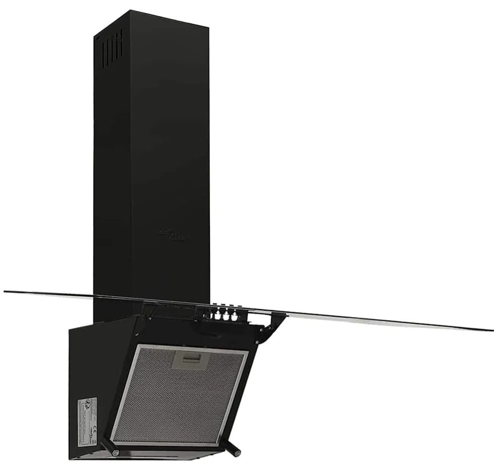 vidaXL Απορροφητήρας Τοίχου Μαύρος 90 εκ. από Ατσάλι και Ψημένο Γυαλί