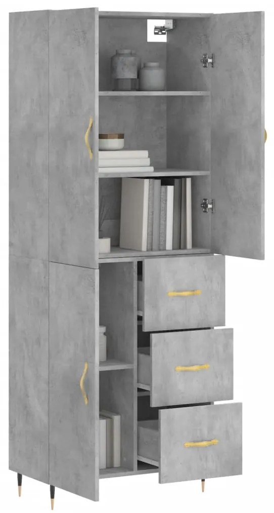 vidaXL Ντουλάπι Γκρι Σκυροδέματος 69,5x34x180 εκ. Επεξεργασμένο Ξύλο