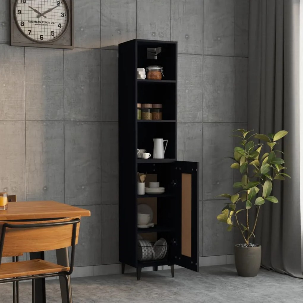 vidaXL Ντουλάπι Μαύρο 34,5 x 34 x 180 εκ. από Επεξεργασμένο Ξύλο