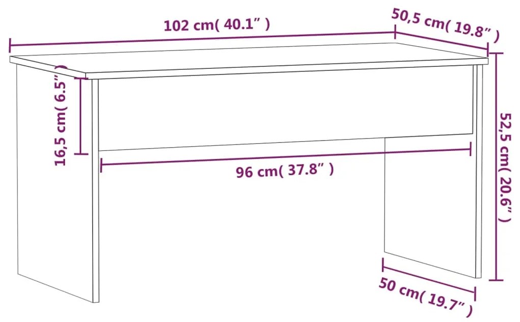 Τραπεζάκι Σαλονιού Γκρι Sonoma 102x50,5x52,5 εκ. Επεξ. Ξύλο - Γκρι