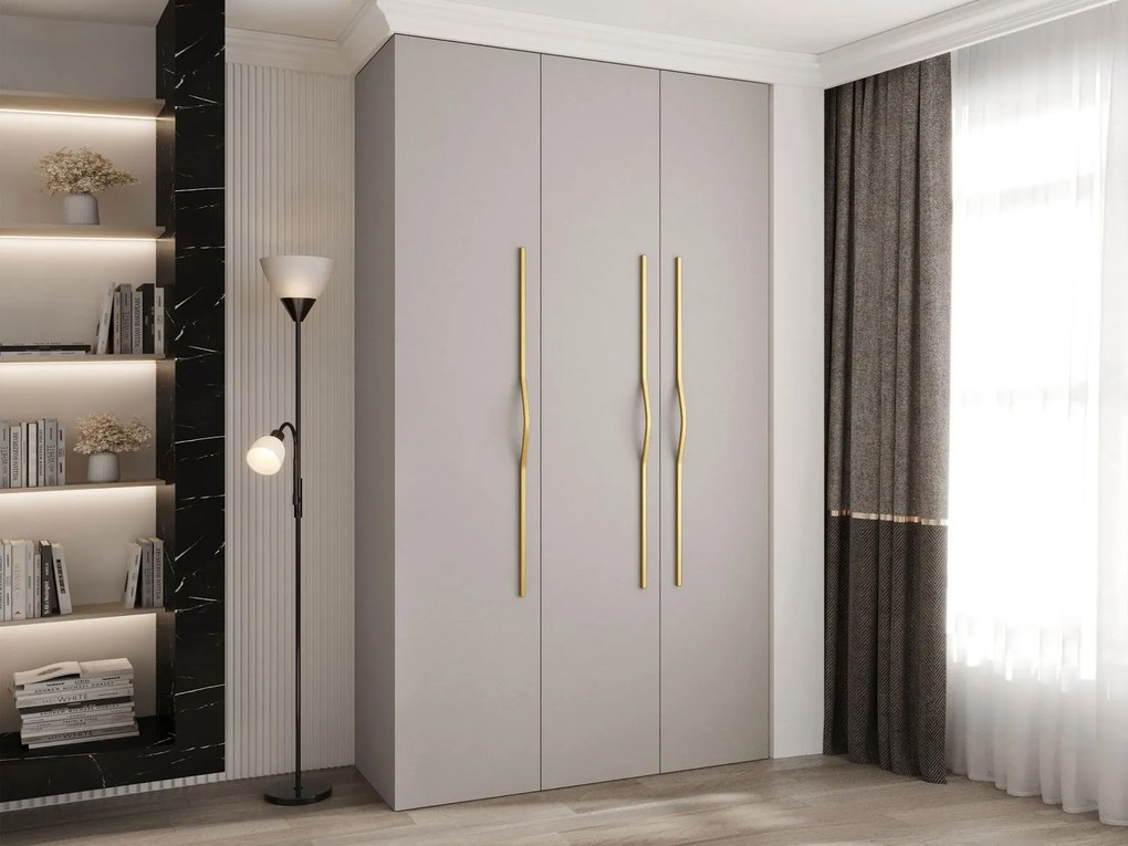 Ντουλάπα Como II 140 Τρίφυλλη-Cashmere - Χρυσό