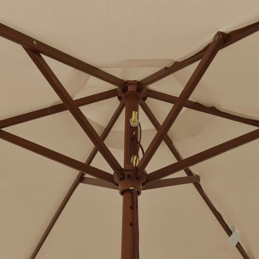 Ομπρέλα Κήπου με Ξύλινο Ιστό Taupe 196x231 εκ. - Μπεζ-Γκρι