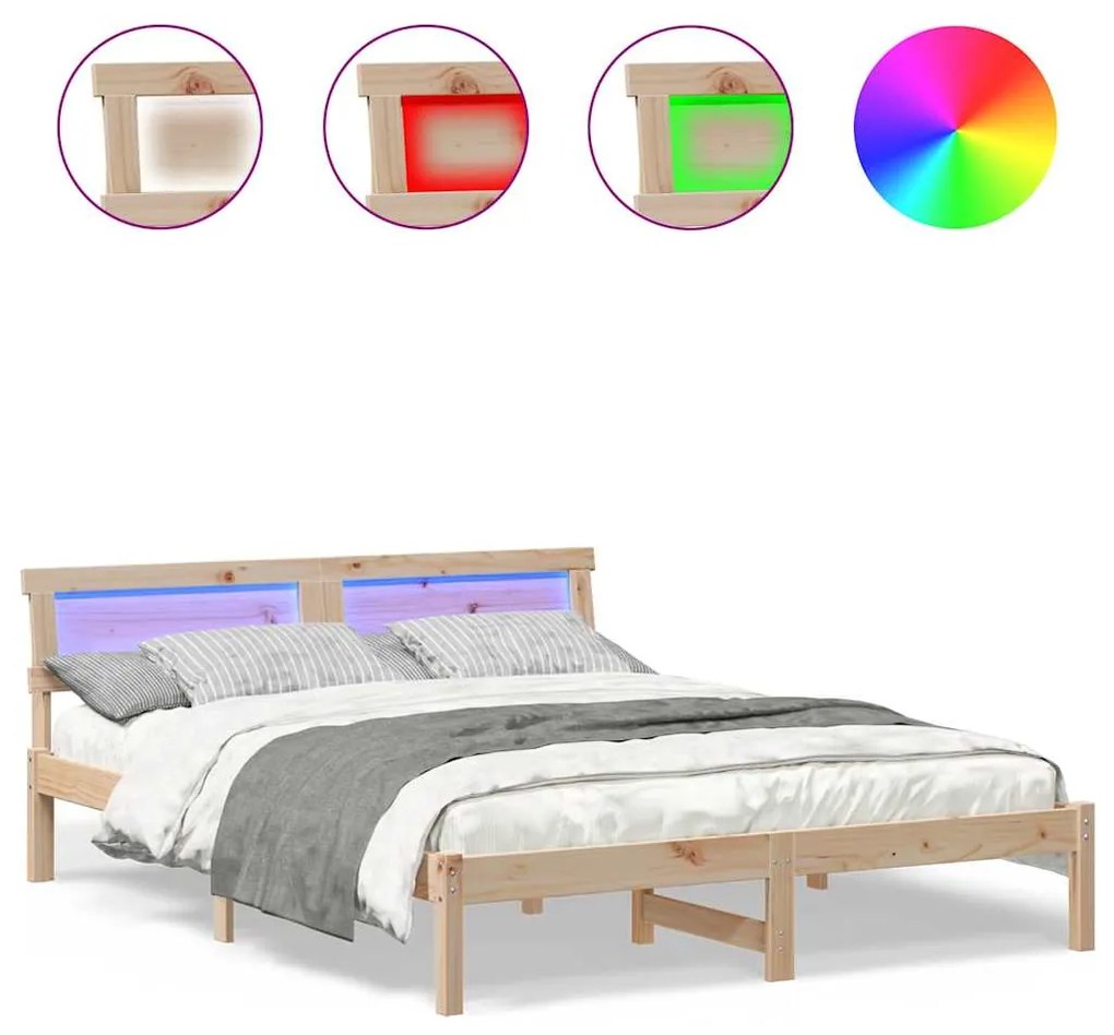 vidaXL Σκελετός Κρεβατιού Καφέ 140 x 200 cm Μασίφ ξύλο πεύκου