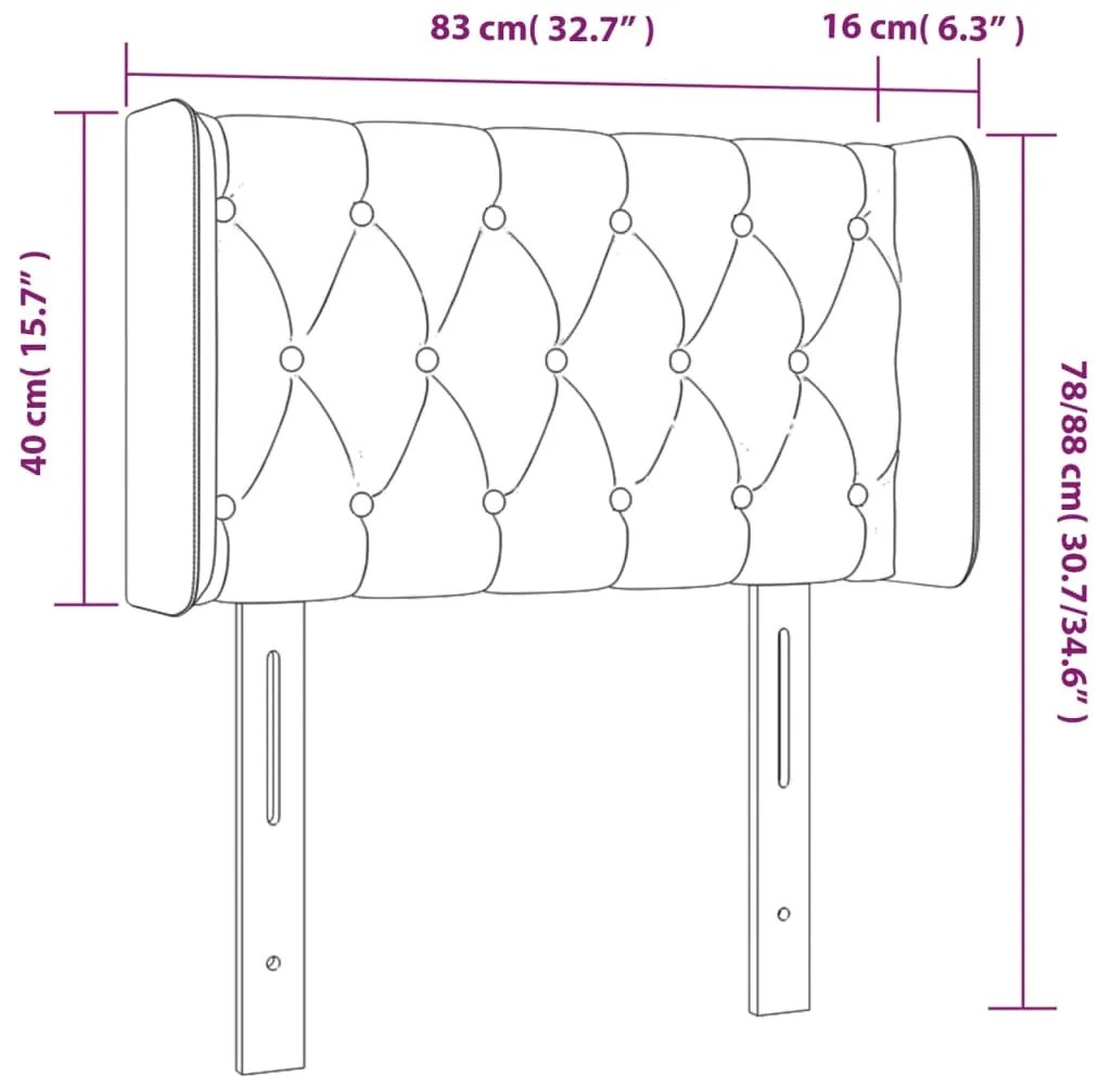 vidaXL Κεφαλάρι Κρεβατιού LED Σκούρο Γκρι 83x16x78/88 εκ. Βελούδινο