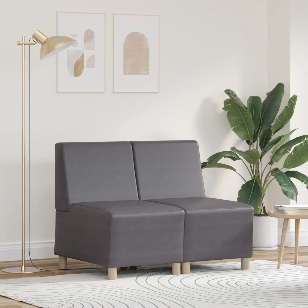 vidaXL Καναπέδες 2 pcs Γκρι 55 x 74 x 82 εκ. Τεχνητό δέρμα