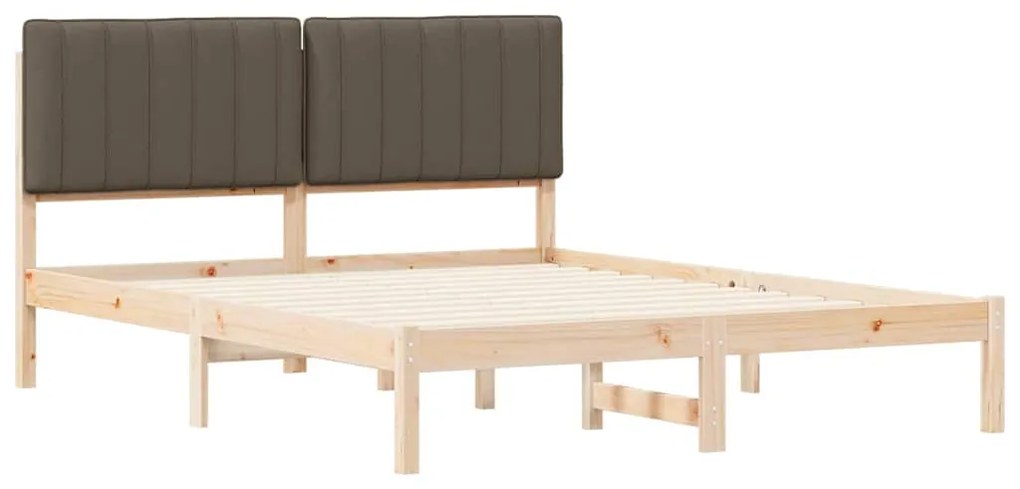 vidaXL Σκελετός Κρεβατιού με Επενδεδυμένο Κεφαλάρι Taupe 150 x 200 cm