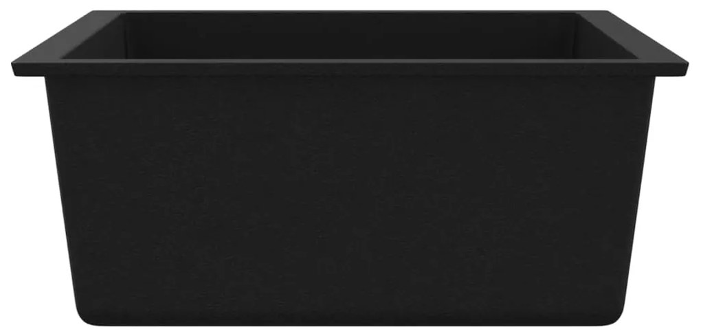 vidaXL Νεροχύτης με Οπή Υπερχείλισης Μαύρος Γρανιτένιος