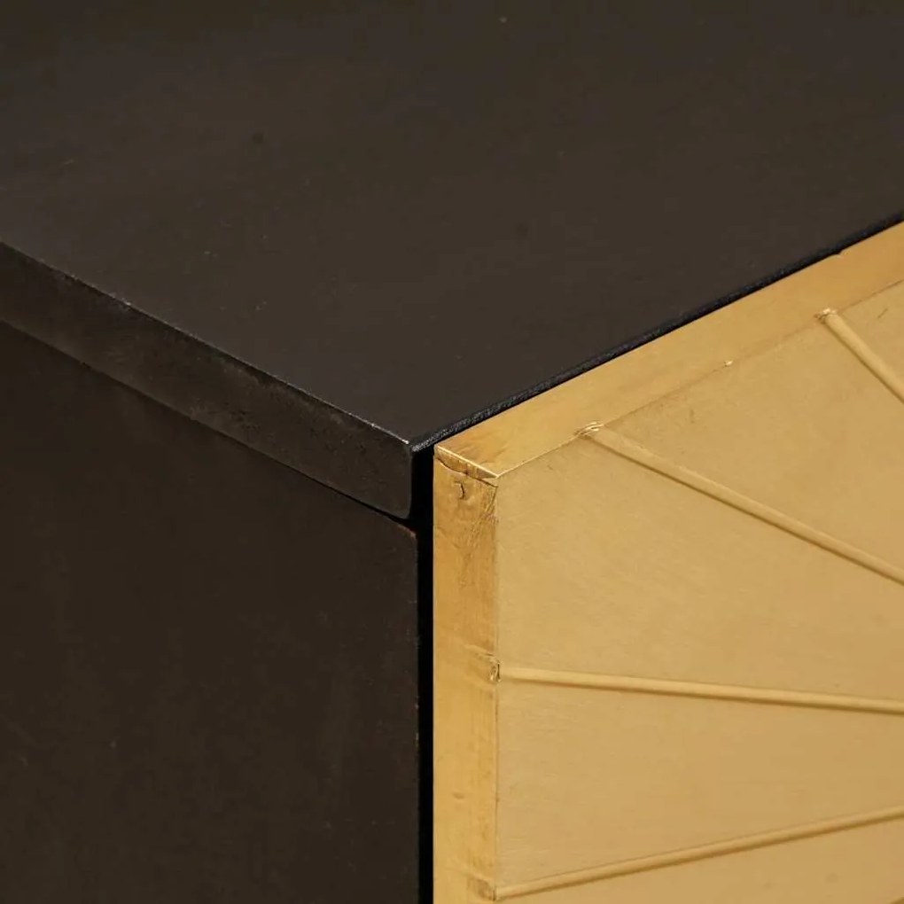 vidaXL Κομοδίνο Μαύρο και Χρυσό 50 x 33 x 60 εκ Μασίφ ξύλο μάνγκο