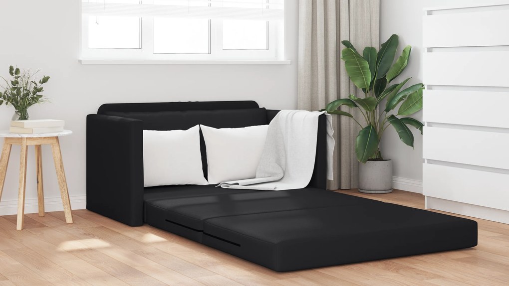 vidaXL Καθιστικός Καναπές Κρεβάτι 2 σε 1 Μαύρος 124x71x78 εκ Ψεύτικο Δέρμα