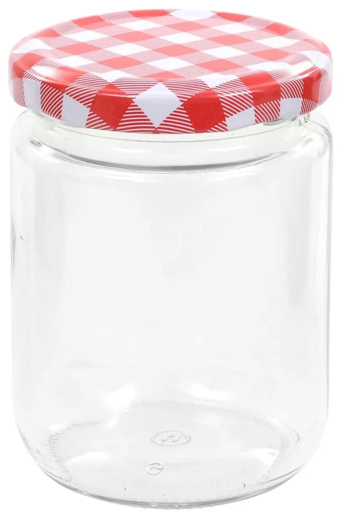 vidaXL Βάζα Μαρμελάδας 48 τεμ. 230 ml Γυάλινα με Κόκκινα/Λευκά Καπάκια