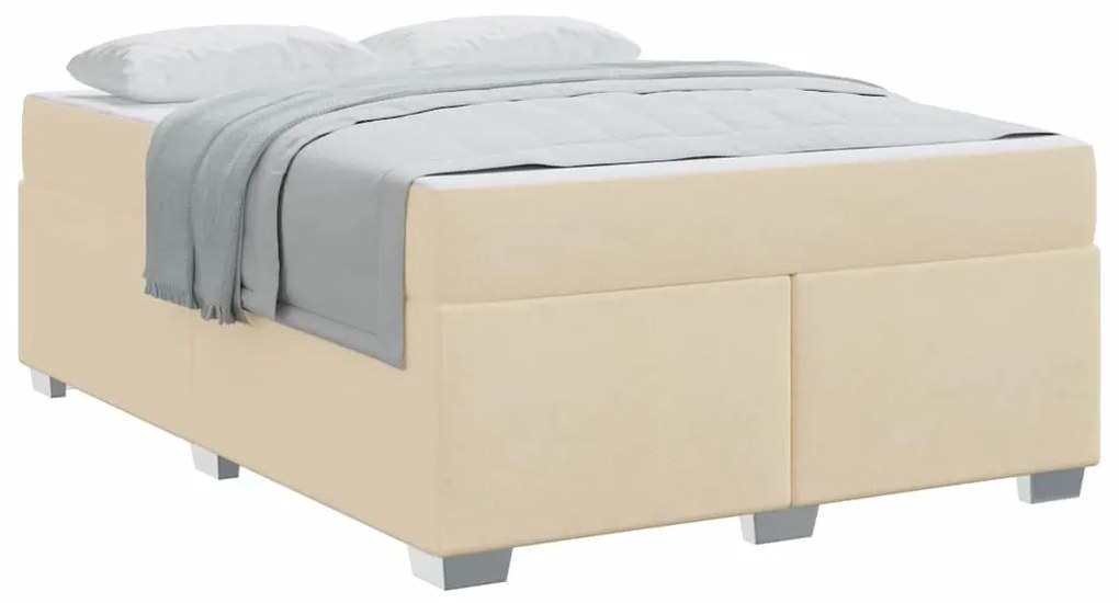 vidaXL Σκελετός Κρεβατιού με στρώμα Κρεμ 160 x 200 cm ύφασμα