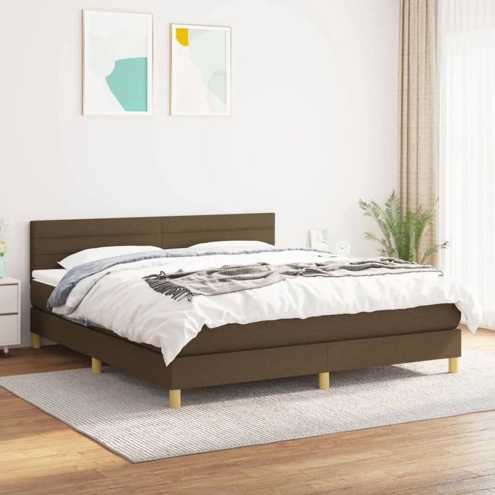 ΚΡΕΒΑΤΙ BOXSPRING ΜΕ ΣΤΡΩΜΑ ΣΚΟΥΡΟ ΚΑΦΕ 180X200 ΕΚ ΥΦΑΣΜΑΤΙΝΟ 3140716