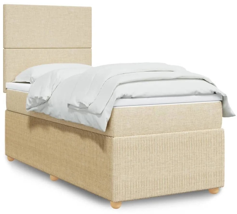 ΚΡΕΒΑΤΙ BOXSPRING ΜΕ ΣΤΡΩΜΑ ΚΡΕΜ 90X200 ΕΚ.ΥΦΑΣΜΑΤΙΝΟ 3291937