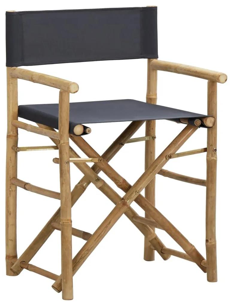 Καρέκλες Σκηνοθέτη Πτυσσόμενες 2 τεμ Σκούρο Γκρι Μπαμπού/Ύφασμα - Γκρι