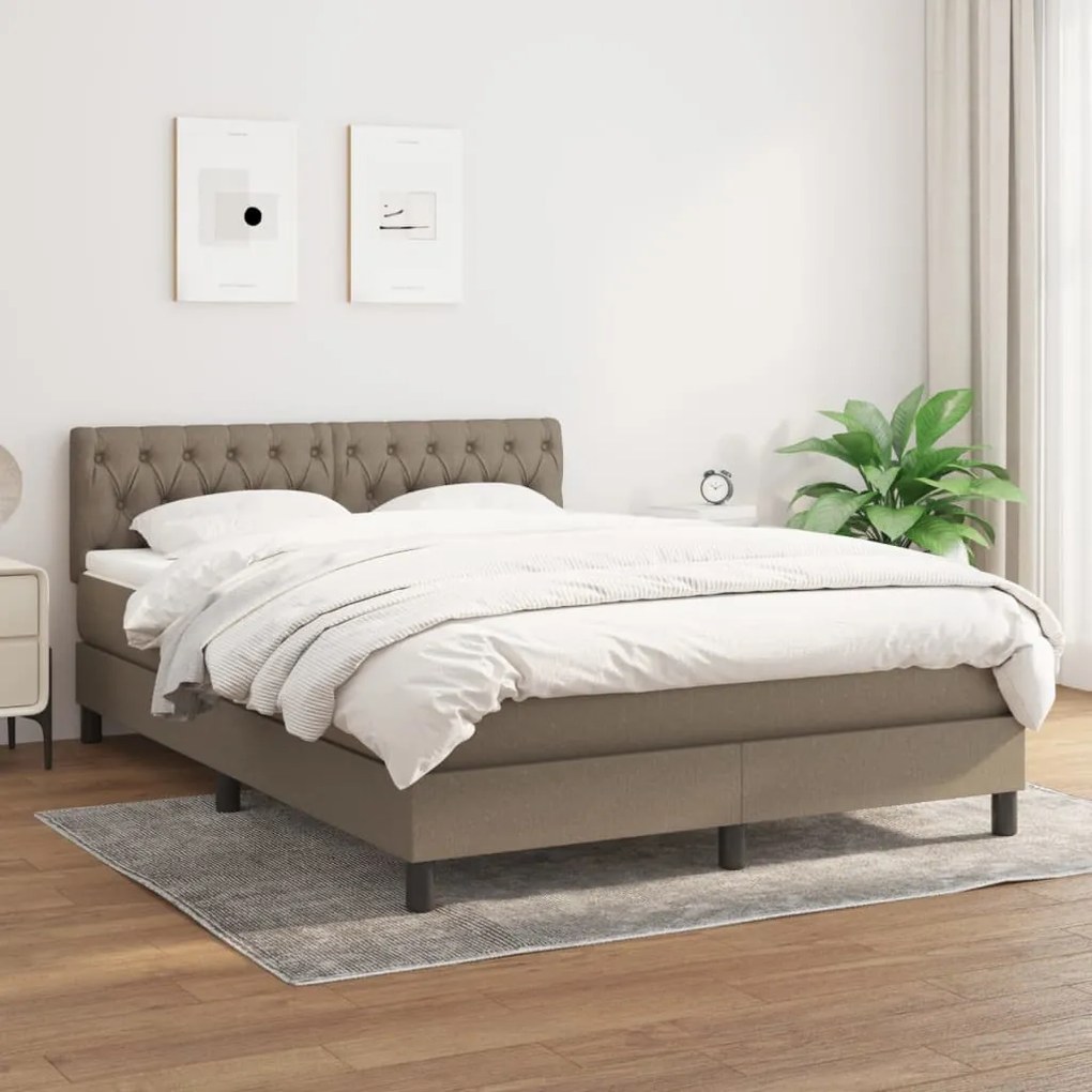 vidaXL Κρεβάτι Boxspring με Στρώμα Taupe 140x190 εκ. Υφασμάτινο