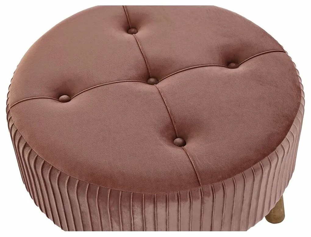 Υποπόδια DKD Home Decor Φυσικό Ξύλο Βελούδο Ανοιχτό Ροζ (61 x 61 x 38 cm)