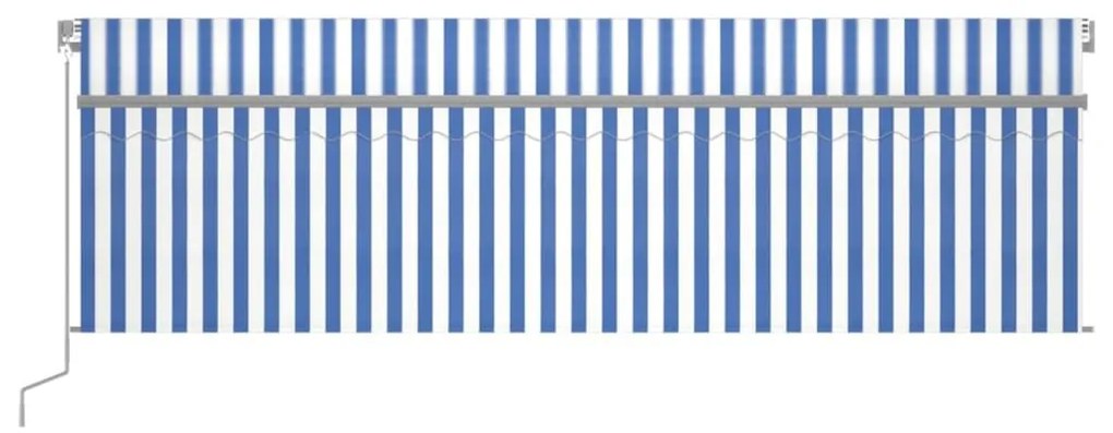 Τέντα Συρόμενη Χειροκίνητη με Σκίαστρο Μπλε / Λευκό 5 x 3 μ. - Μπλε