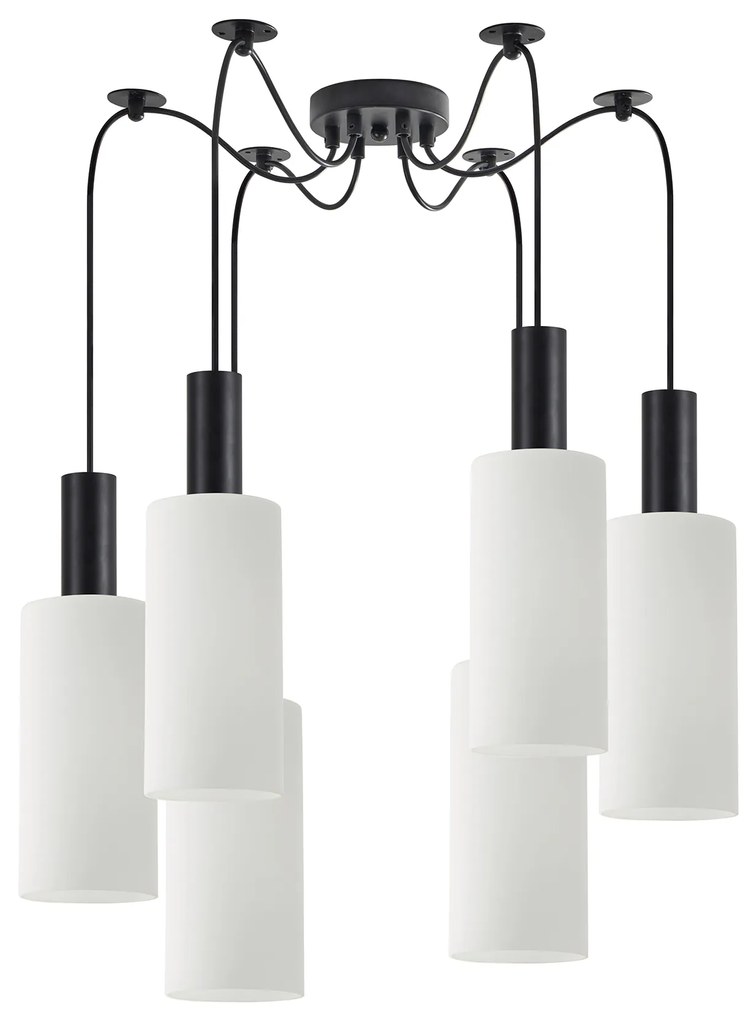 Φωτιστικό Οροφής  SE21-BL-4-BL6-GL3 ADEPT TUBE Black Pendant White Glass+ - 51W - 100W - 77-8562