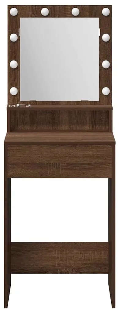 vidaXL Τραπέζι Μακιγιάζ Καφέ δρυς 50 x 41 x 135 εκ Επεξεργασμένο ξύλο