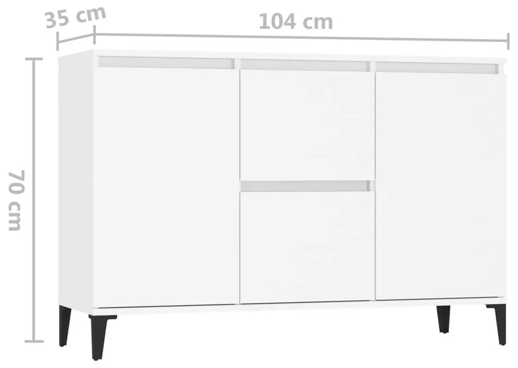 Μπουφές Λευκός 104 x 35 x 70 εκ. από Επεξεργασμένο Ξύλο - Λευκό