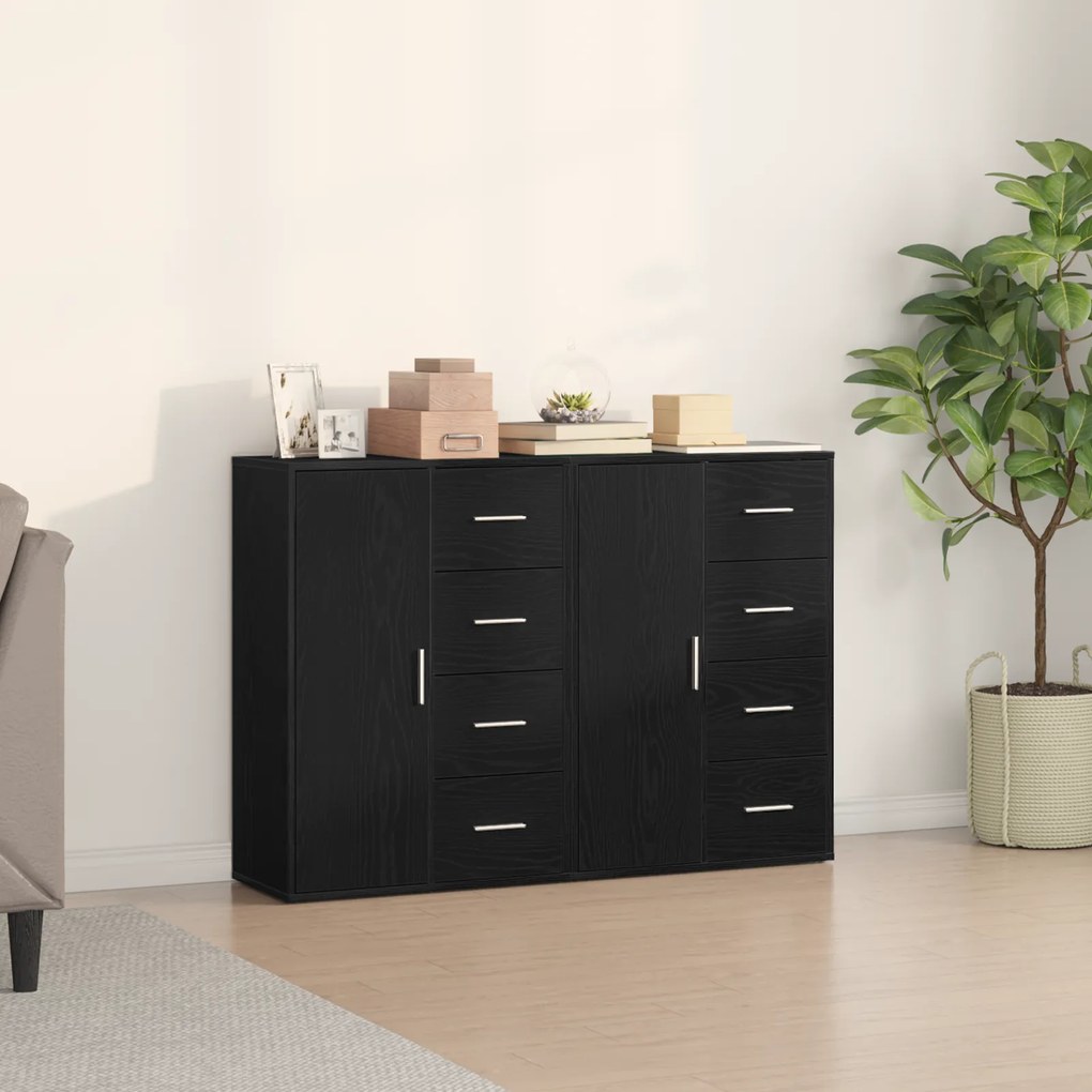 vidaXL Μπουφέδες 2 τεμ Μαύρος Δρυς 60x31x84 εκ Συνθετικό ξύλο