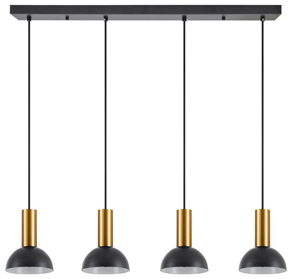 Φωτιστικό Οροφής  SE21-GM-4-4BL-MS3 ADEPT TUBE Gold Matt Pendant Black Metal Shade+ - 51W - 100W - 77-8651