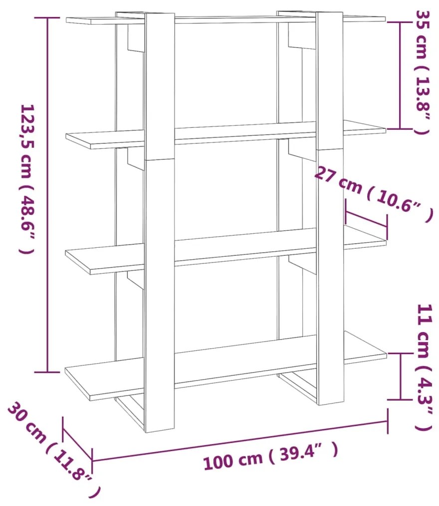 ΒΙΒΛΙΟΘΗΚΗ/ΔΙΑΧΩΡΙΣΤΙΚΟ ΧΩΡΟΥ SONOMA ΔΡΥΣ 100 X 30 X 123,5 ΕΚ. 811541