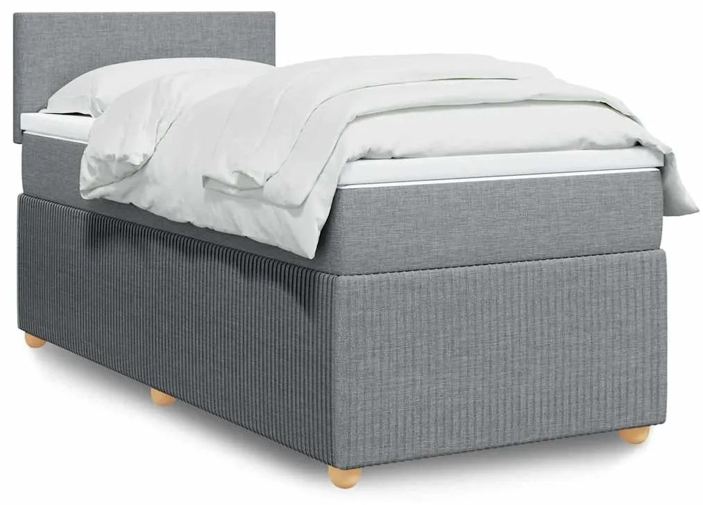 vidaXL Κρεβάτι Boxspring με Στρώμα Ανοιχτό Γκρι 80x200 εκ. Υφασμάτινο