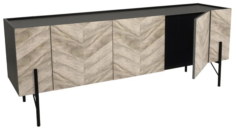 PARKE TV STAND ΜΑΥΡΟ ΦΥΣΙΚΟ ΜΕ PATTERN 160x43xH60cm - 05-0477