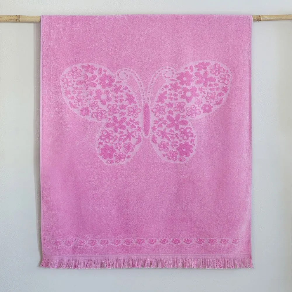 Πετσέτα Θαλάσσης Παιδική Anabella Jacquard Pink Nima Θαλάσσης 70x140cm 100% Cotton