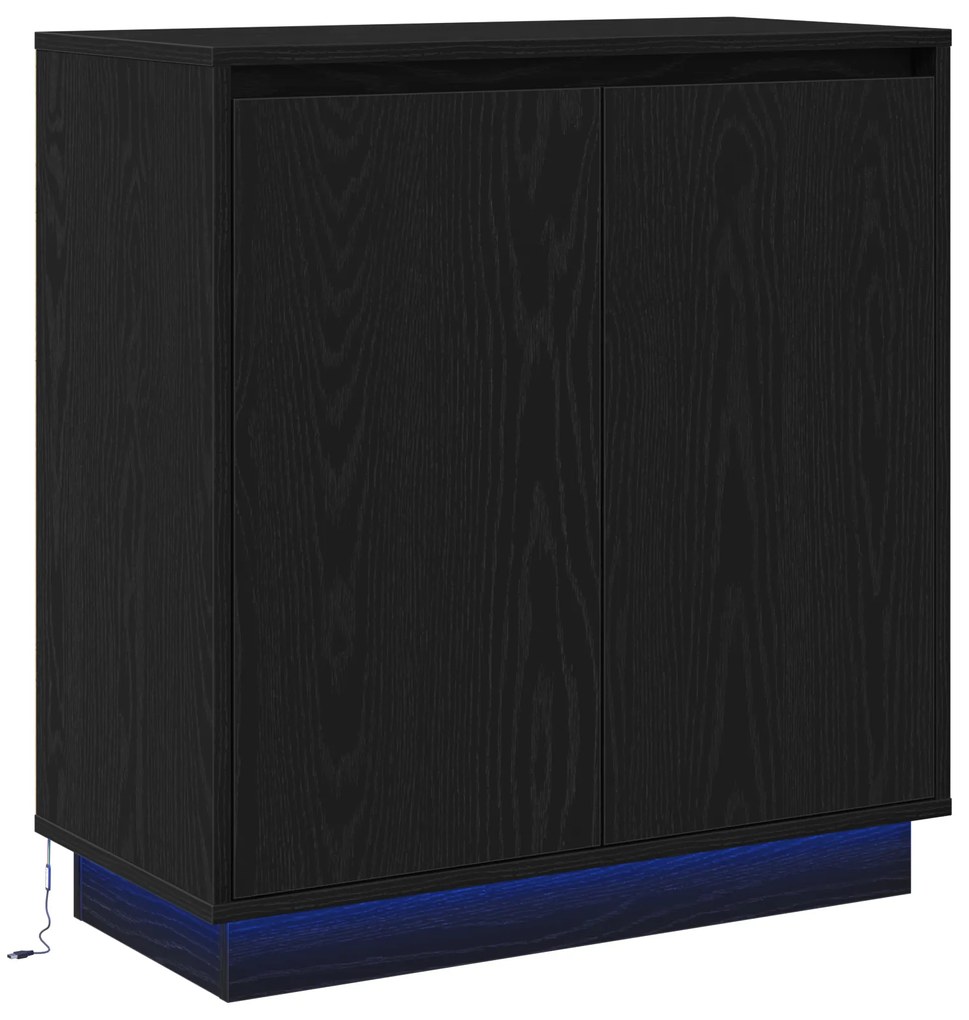 vidaXL Στρόφιγγα με LED Μαύρη Βελανίδι 71x34,5x75 cm Επεξεργασμένο Ξύλο