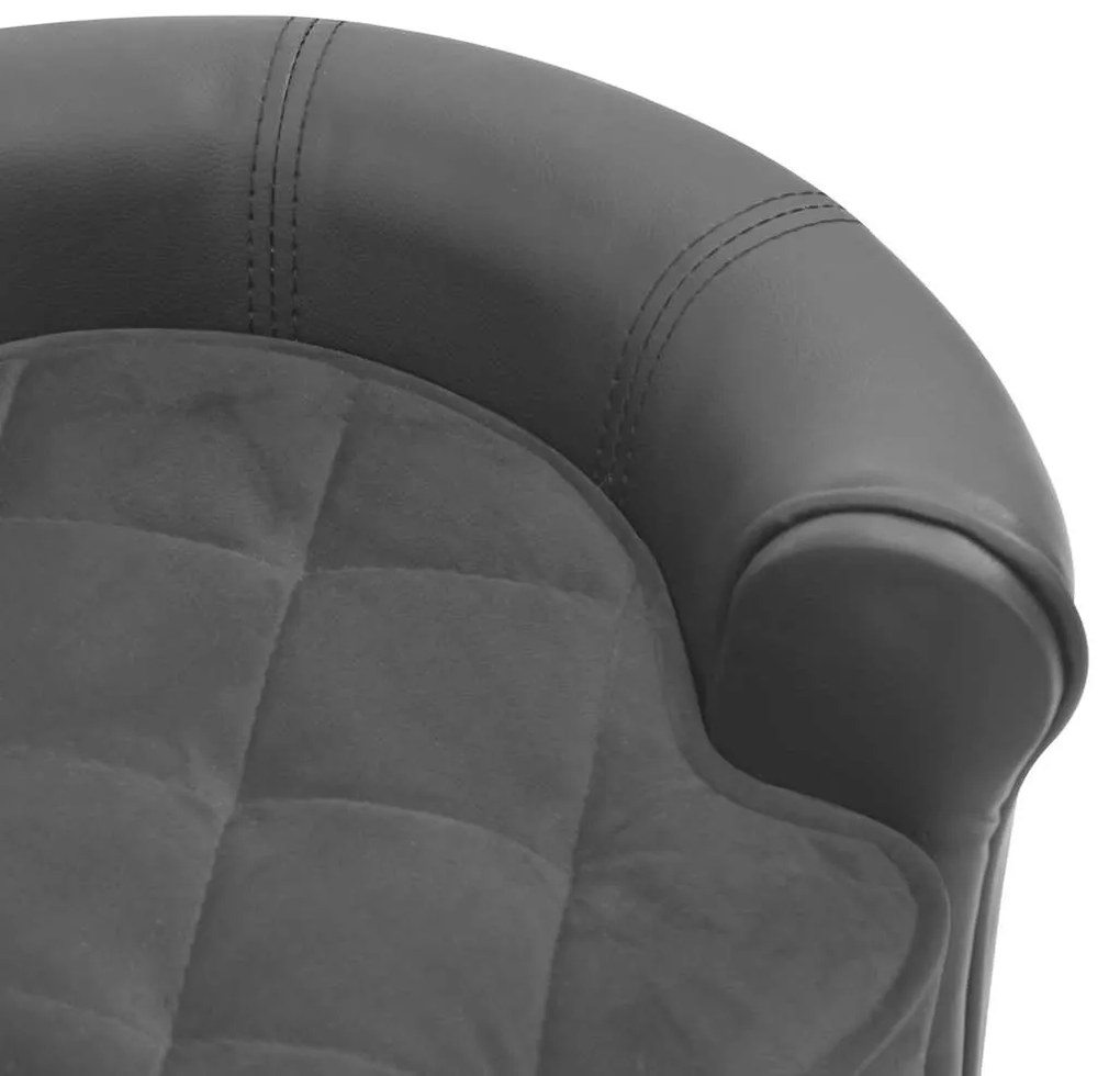 vidaXL Καναπές-Κρεβάτι Σκύλου Γκρι 48x48x32 εκ. Βελουτέ/Συνθετ. Δέρμα