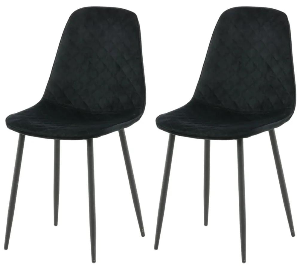 Venture Home Καρέκλες Τραπεζαρίας Polar με Ραφές 2 Τεμ. Μαύρο Βελούδο - Μαύρο