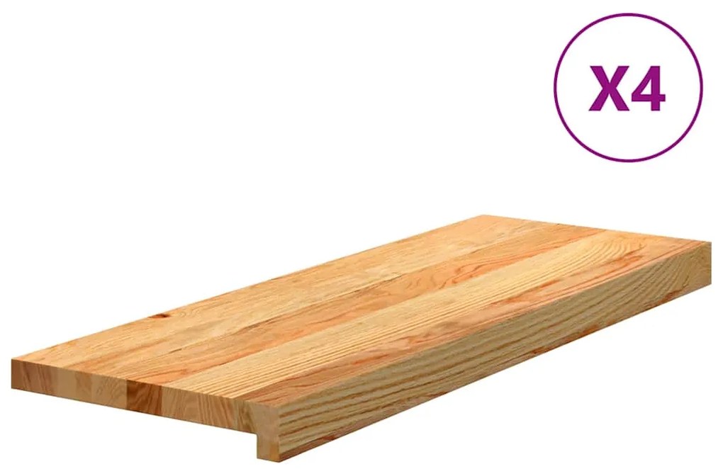 vidaXL Πατάκια Σκάλας 4 τεμ. Ανοιχτό Καφέ 70x30x2 cm Ξύλο Δρυός