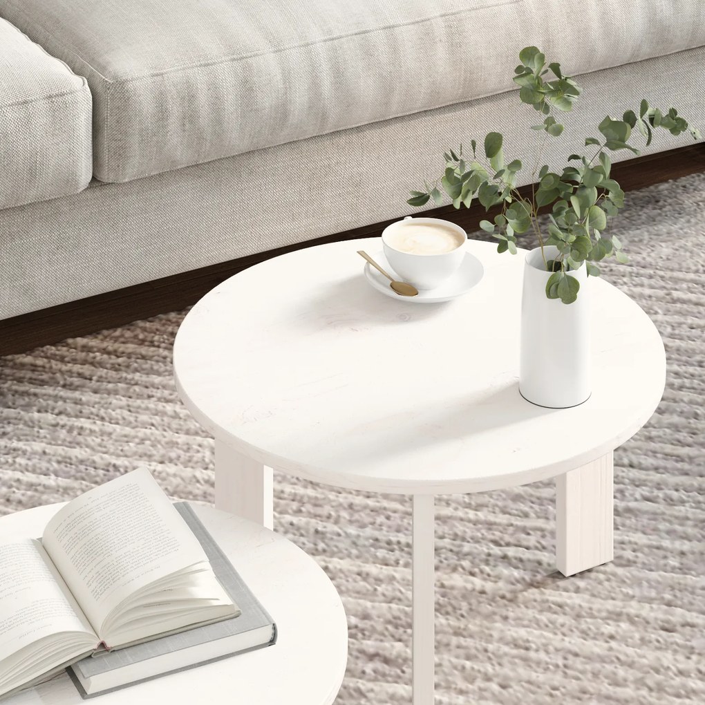 vidaXL Σετ Τραπεζιού Για Καφέ 2 pcs Λευκό 47.5 x 47.5 x 27 εκ.