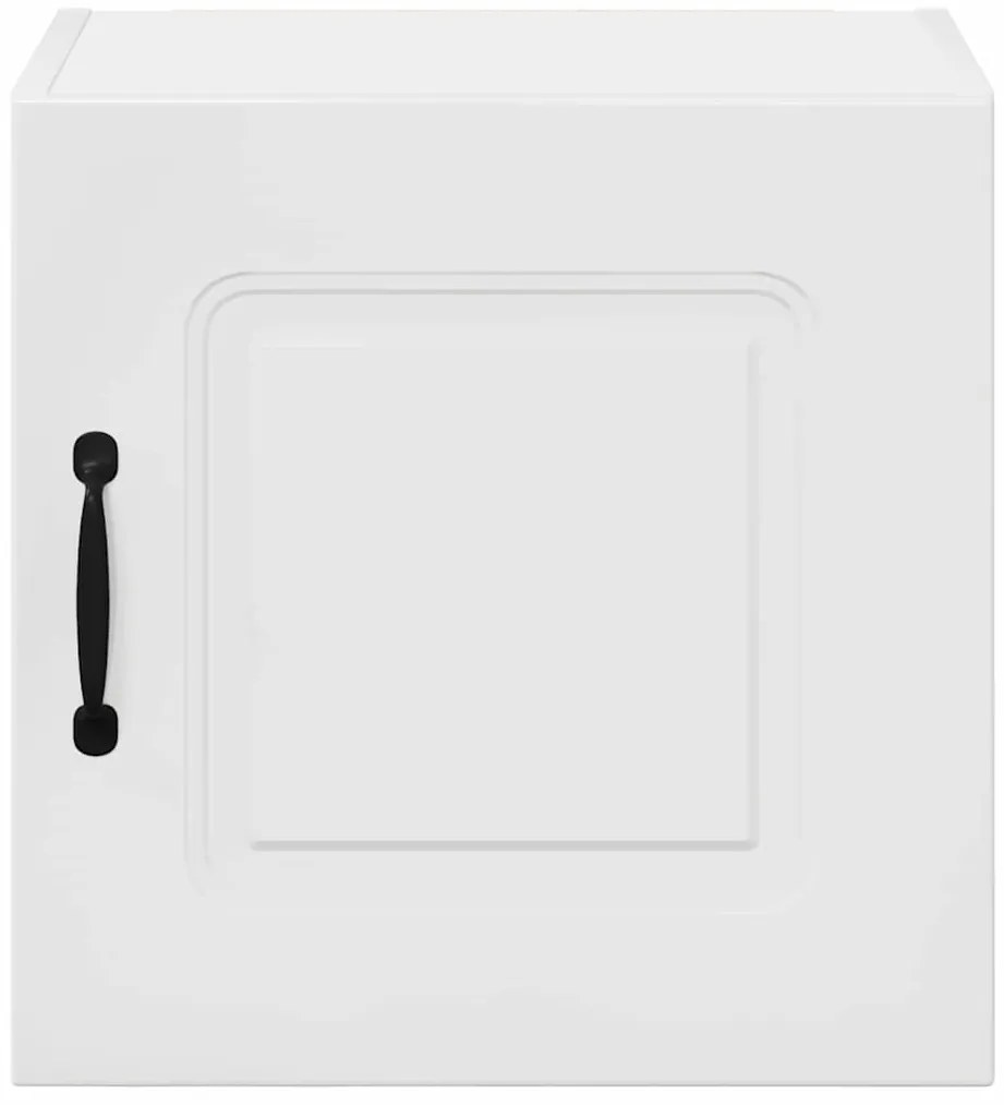 vidaXL Κρεμαστό ντουλάπι κουζίνας με ράφι 2 pcs Υψηλής γυαλάδας λευκό