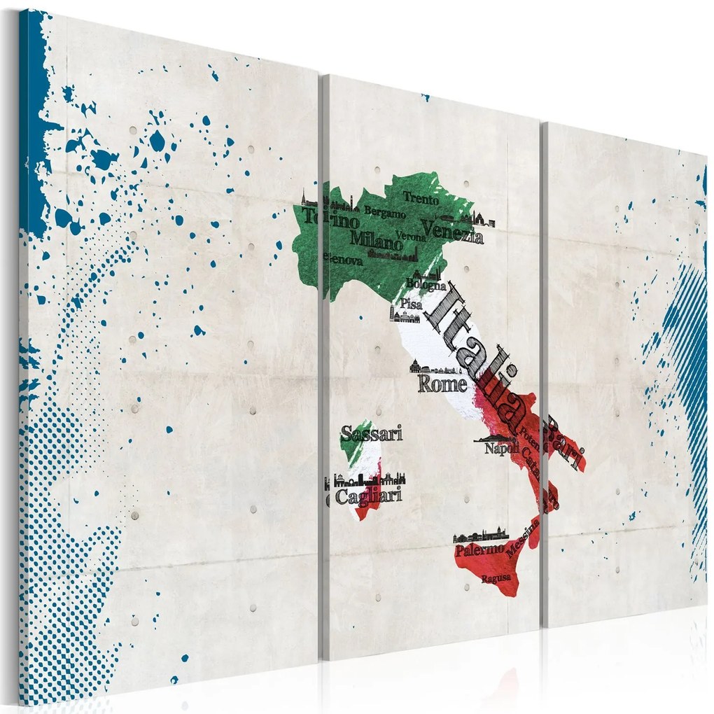 Πίνακας - Map of Italy - triptych 120x80