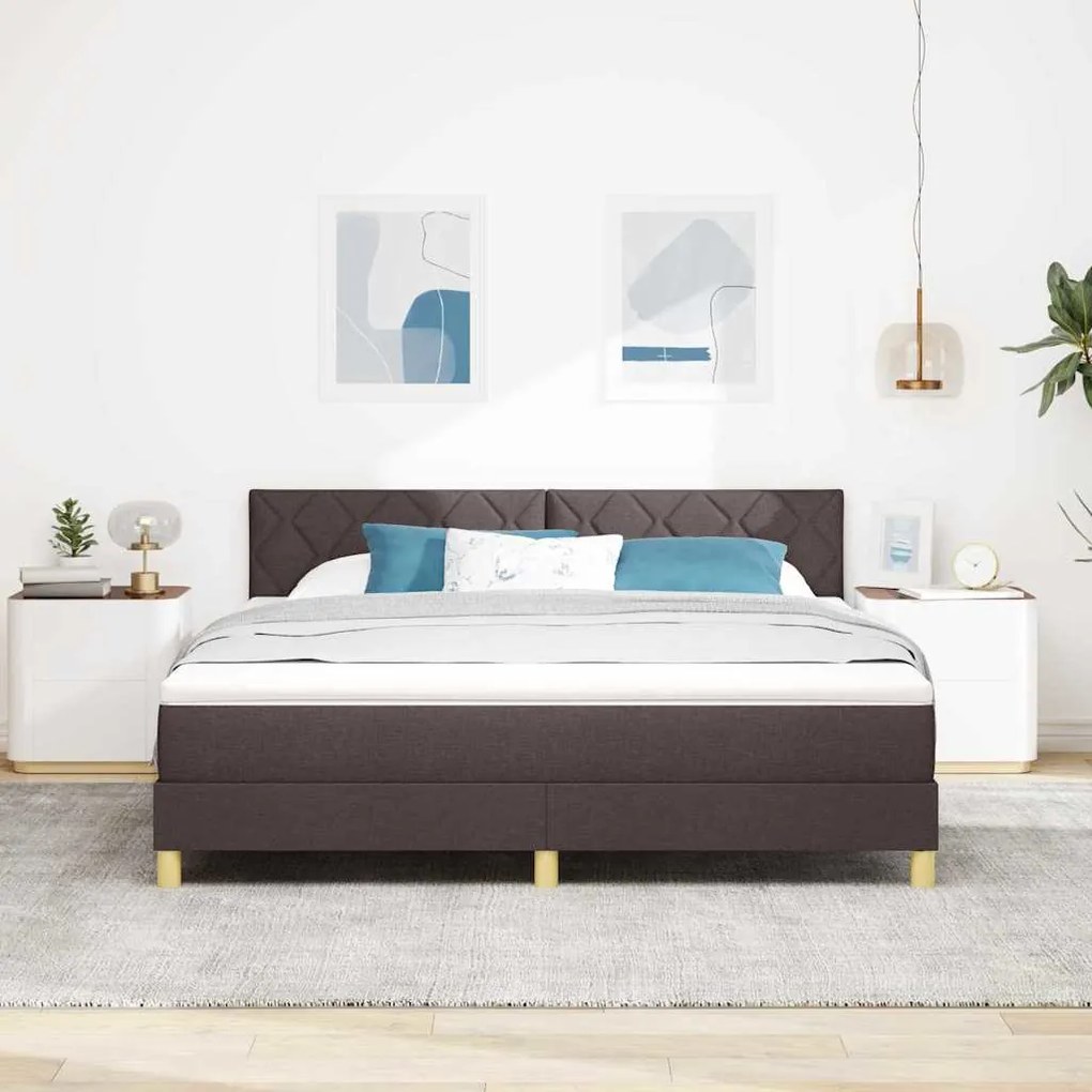 vidaXL Κρεβάτι box spring με στρώμα Σκούρο Καφέ 180 x 200 cm ύφασμα
